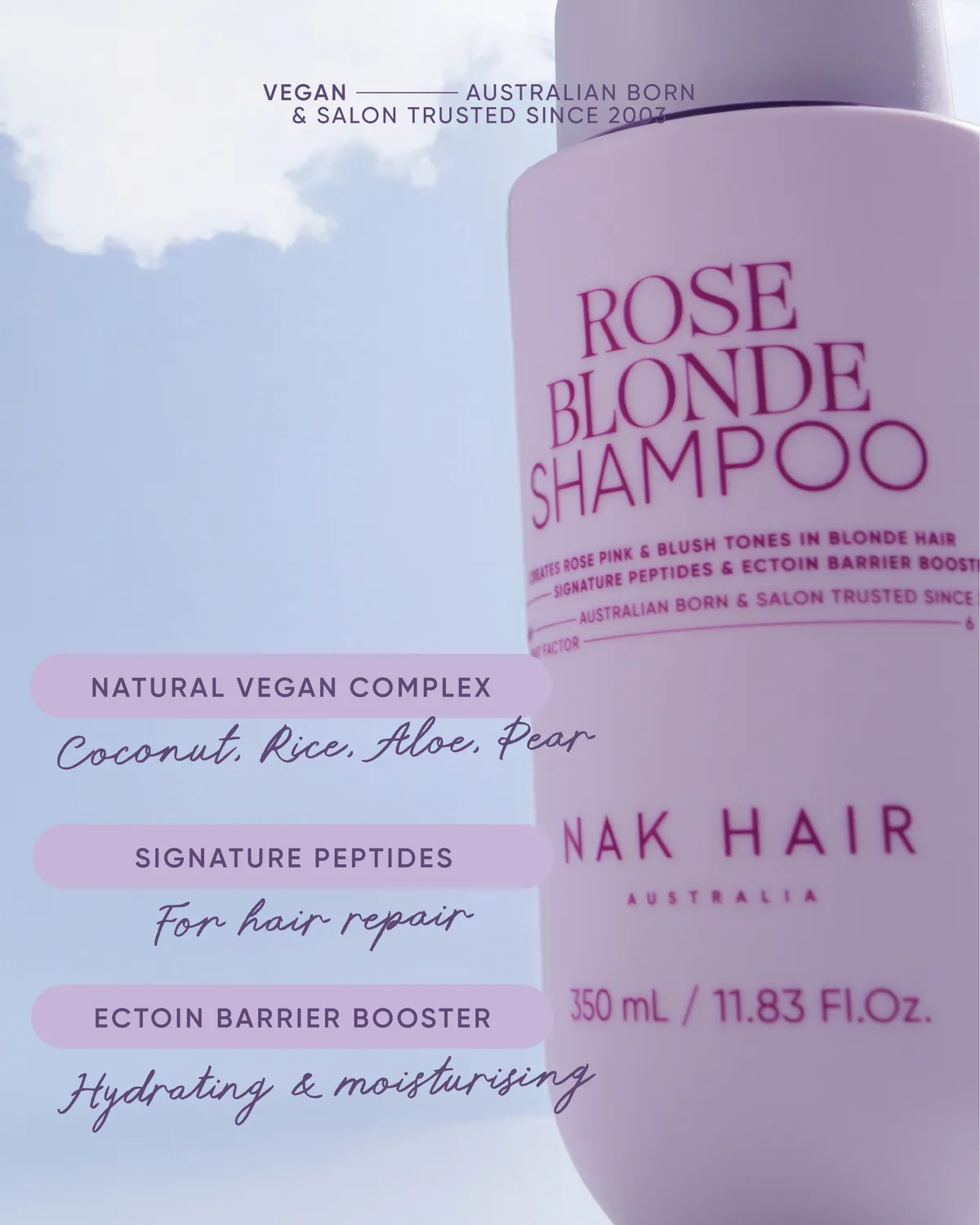 NAK Signature Rose Blonde sjampo rosaskjær