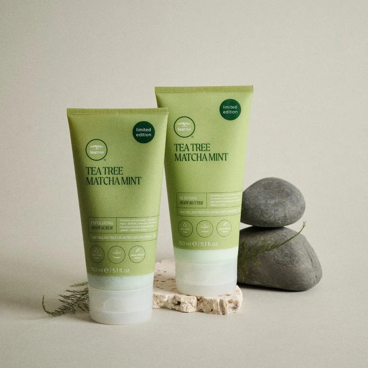 Paul Mitchell Tea Tree Matcha Mint kroppssett skrubb + krem