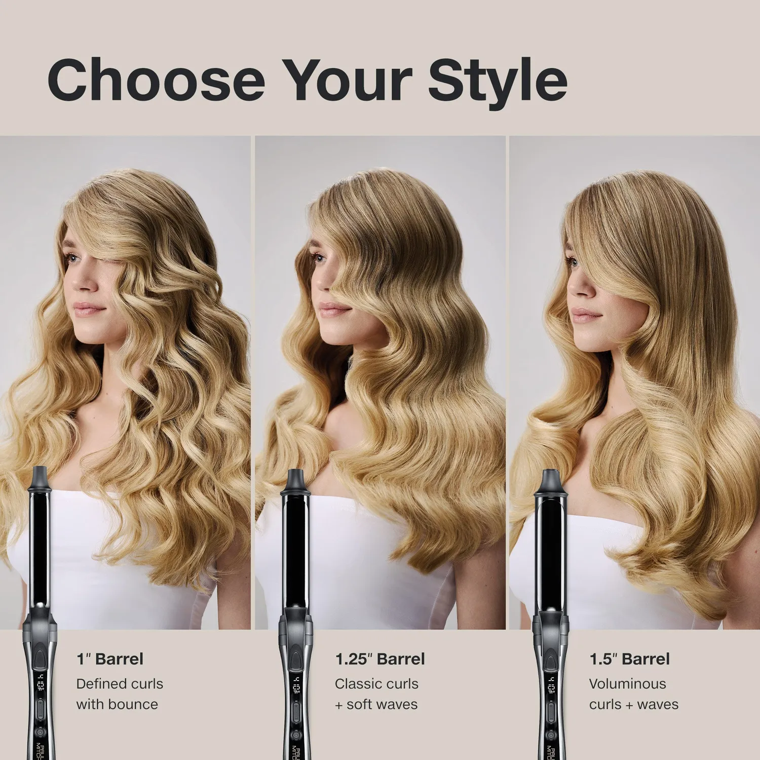 Paul Mitchell Clipped 3-in-1 krølltang keramisk 3 størrelser