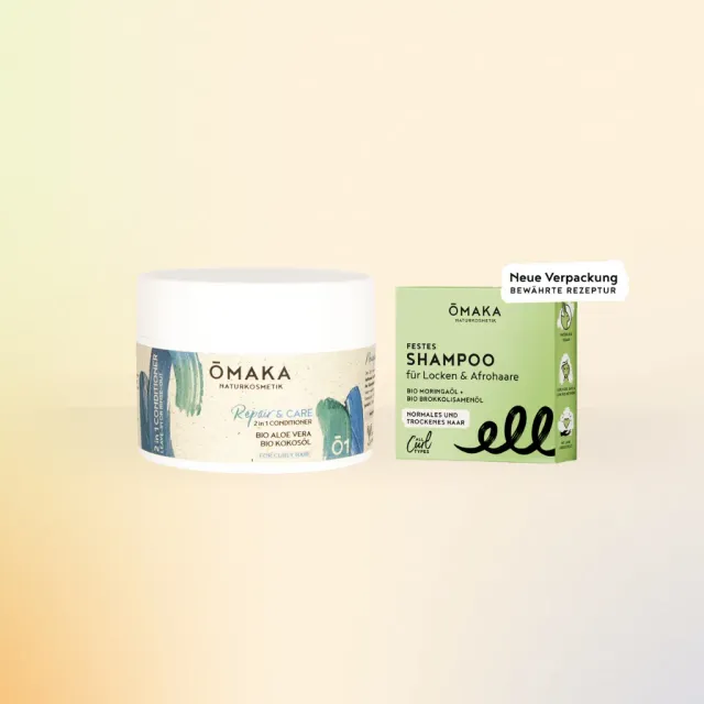 ŌMAKA Essentials hårpleiesett fast sjampo og conditioner vegansk