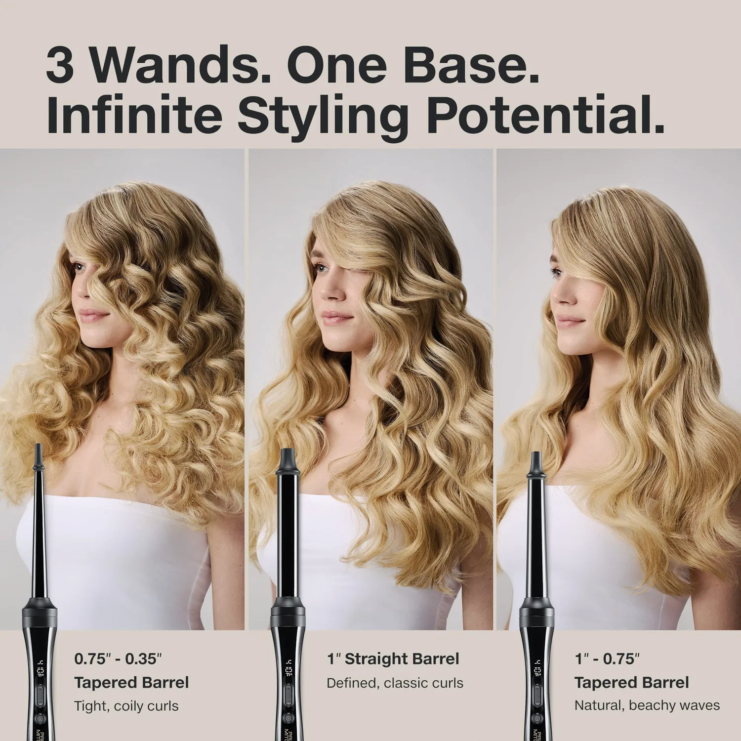 Paul Mitchell Unclipped 3-in-1 krøllstav keramisk 3 hoder