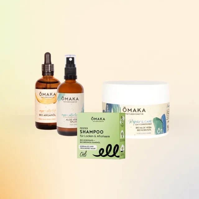 ŌMAKA Lockenpflege-Set krøllesett normal tørr hodebunn vegan