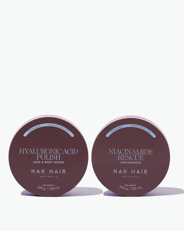 NAK Signature Renew Restore hårkur sett skrubb maske farget hår