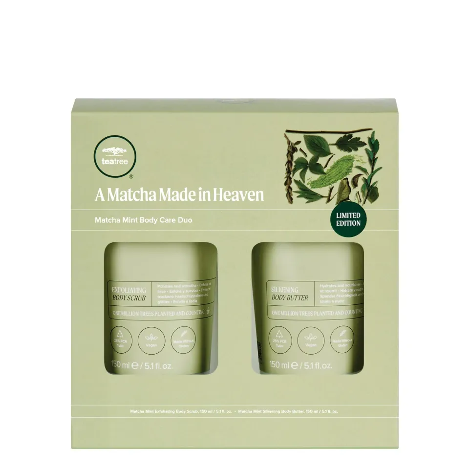 Paul Mitchell Tea Tree Matcha Mint kroppssett skrubb + krem