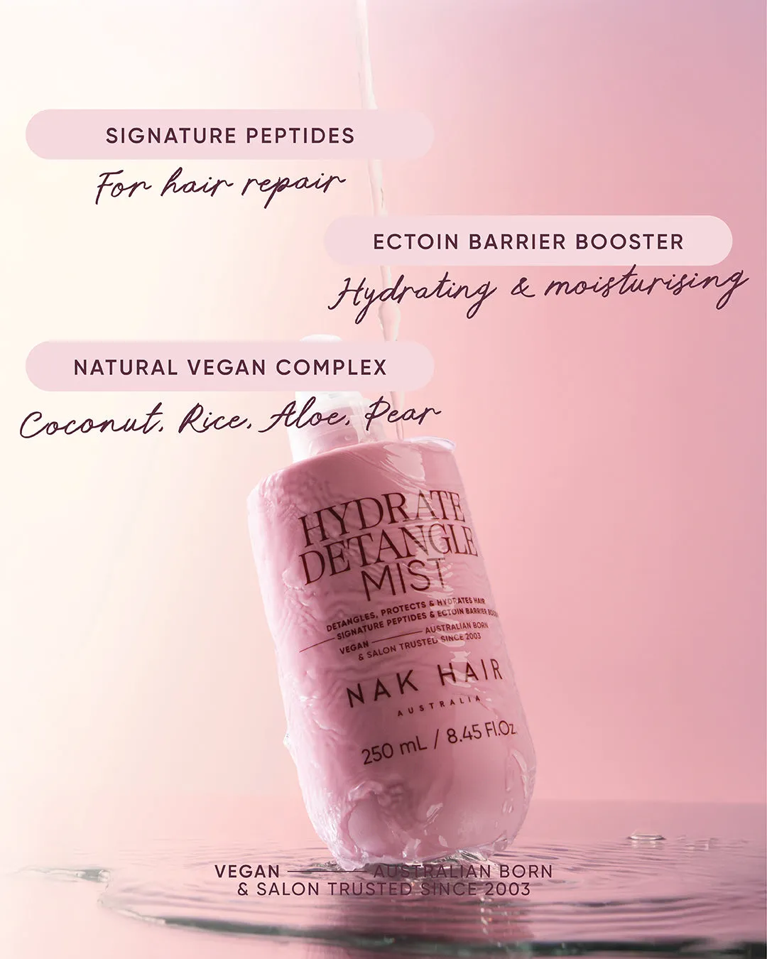 NAK Hydrate Detangle Mist flokespray tørt hår