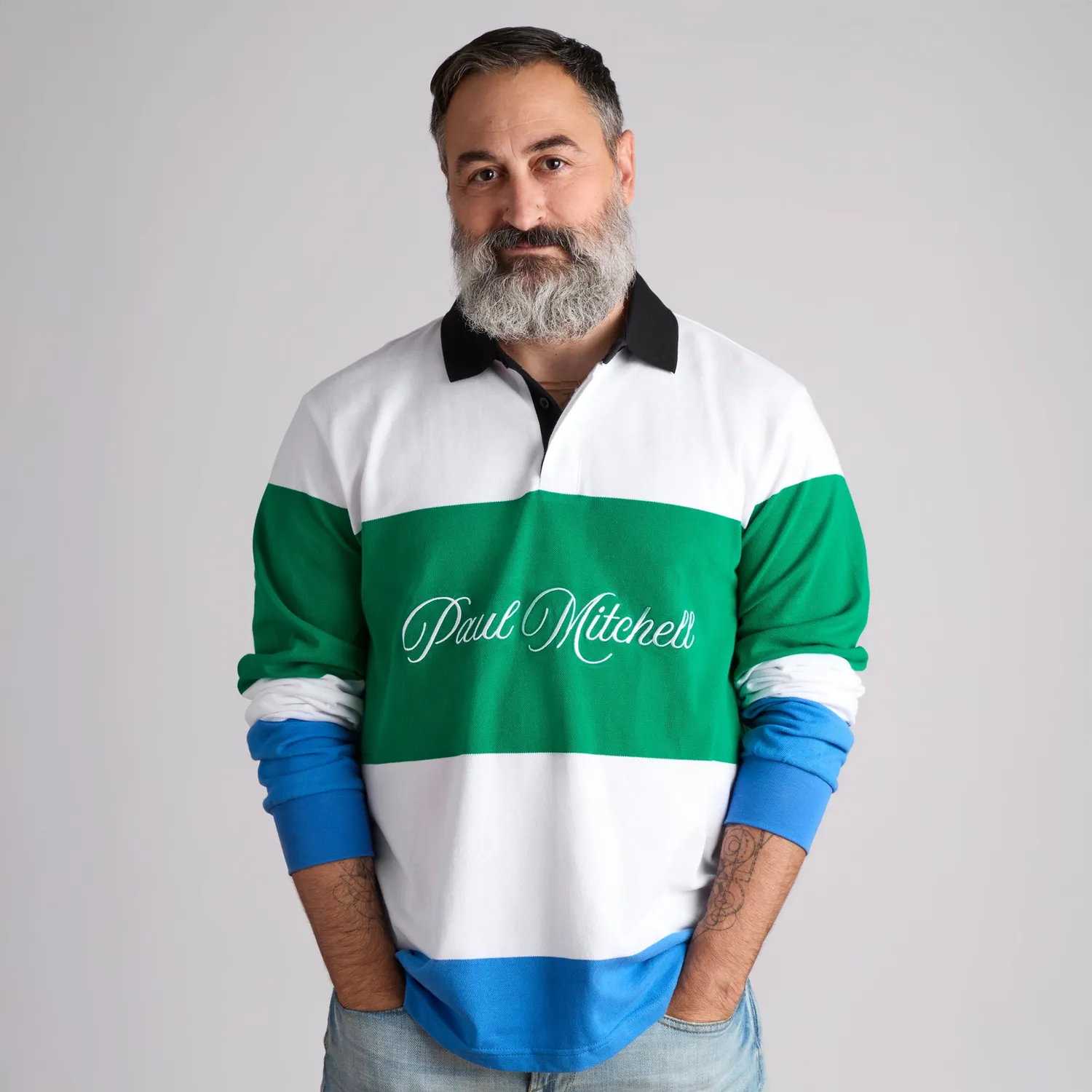 Paul Mitchell Polo Rugby rugbyskjorte S stripete