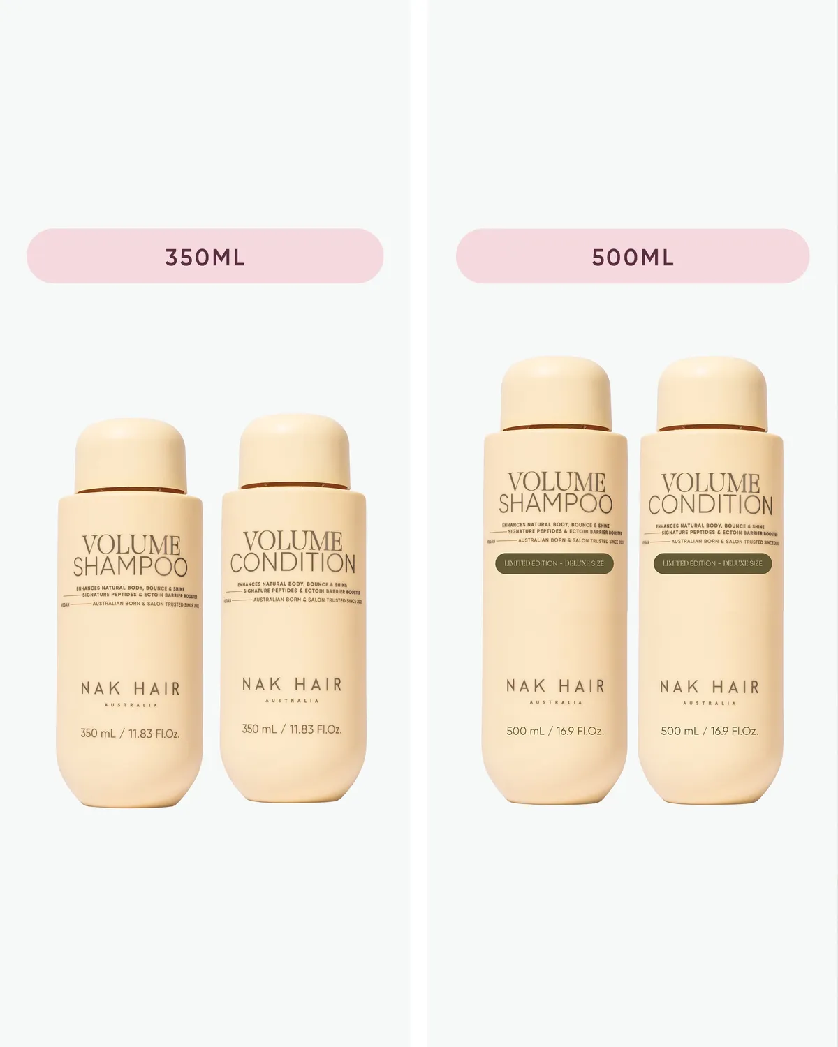 NAK Volume Duo sjampo balsam 2x500ml tynt hår