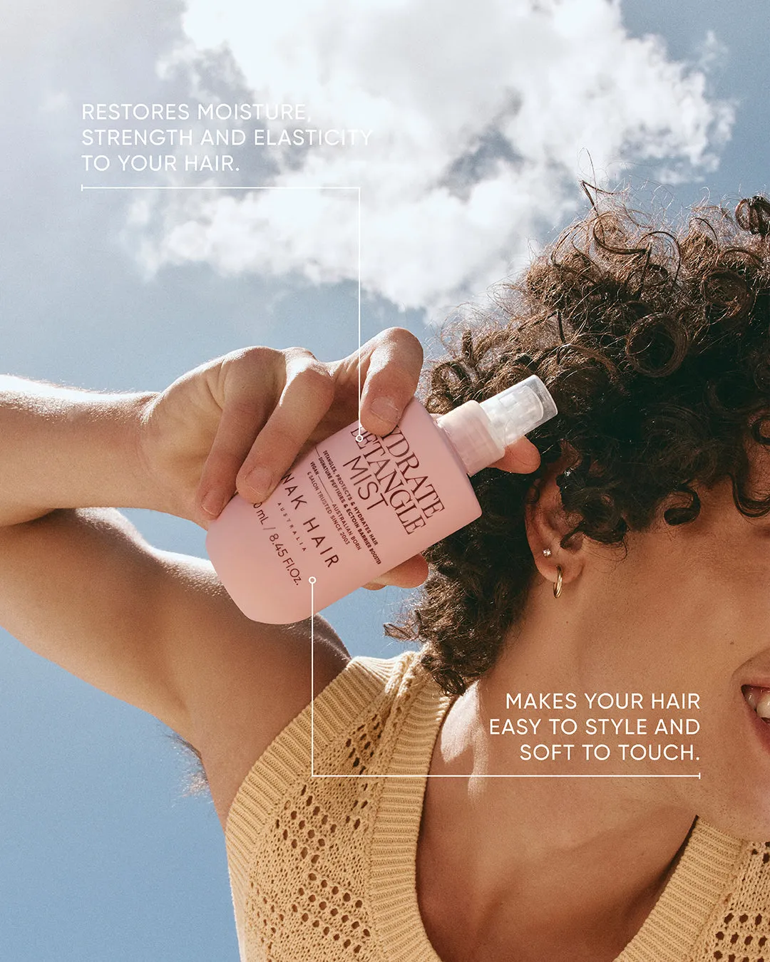 NAK Hydrate Detangle Mist flokespray tørt hår