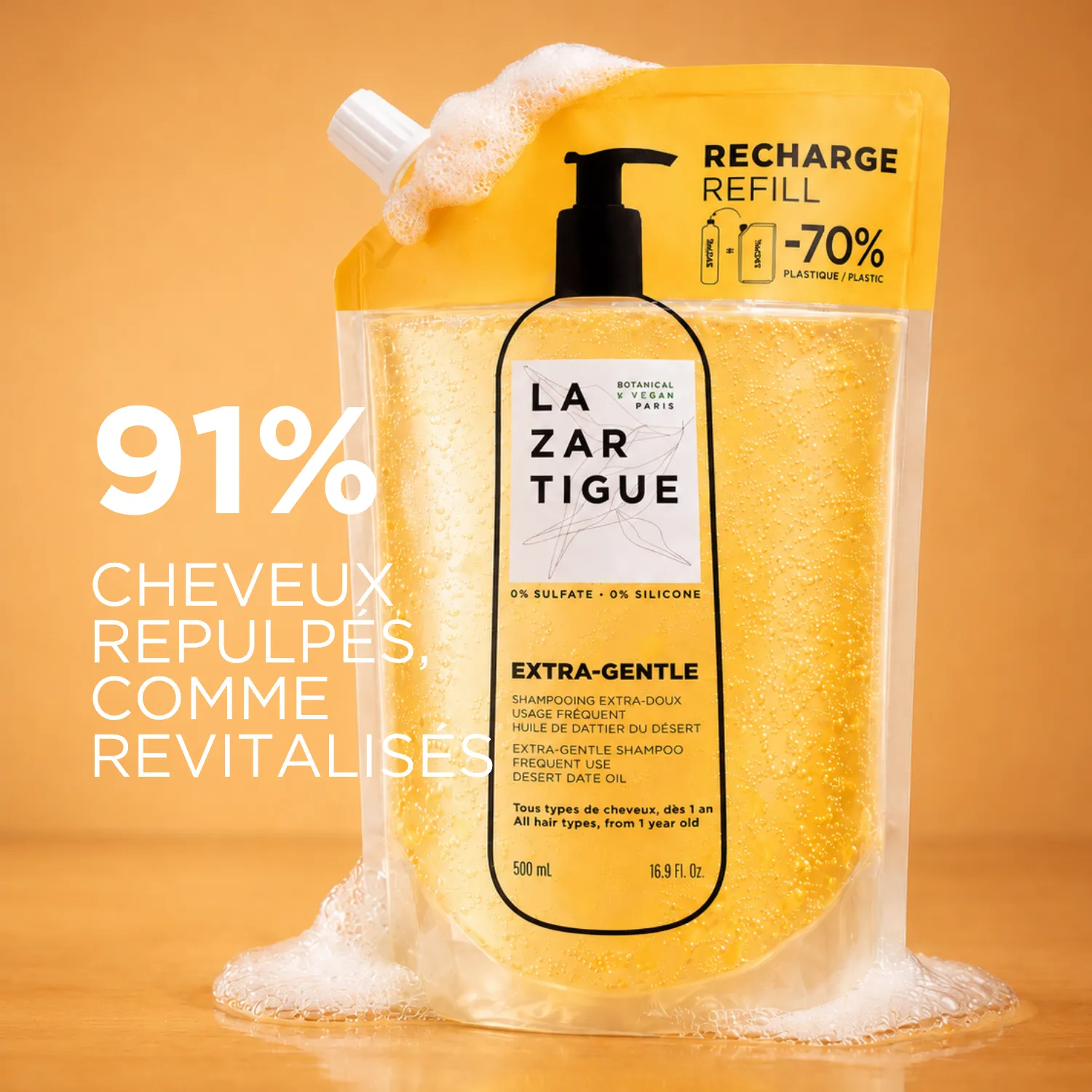 Lazartigue Extra-Gentle sjampo refill 500 ml mild