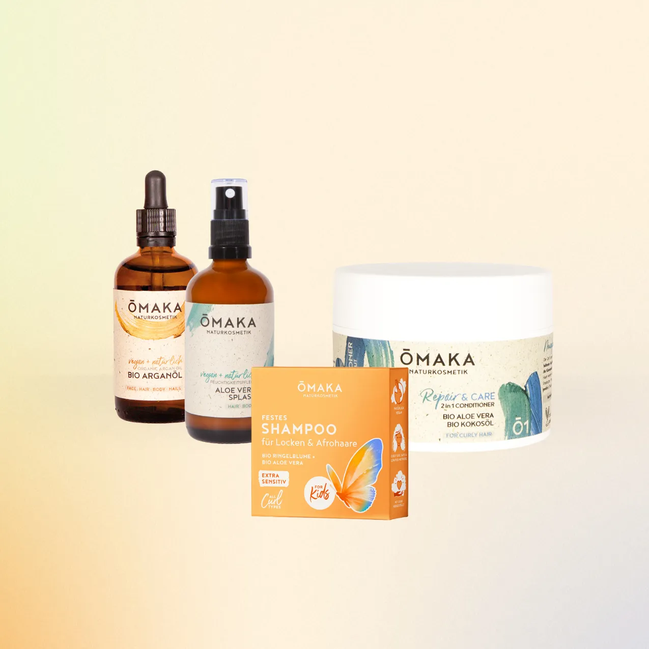 ŌMAKA Lockenpflege-Set krøllesett normal tørr hodebunn vegan