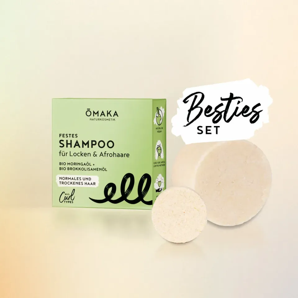 ŌMAKA Besties Set Nice & Clean fastsjampo krøller 55g+10g
