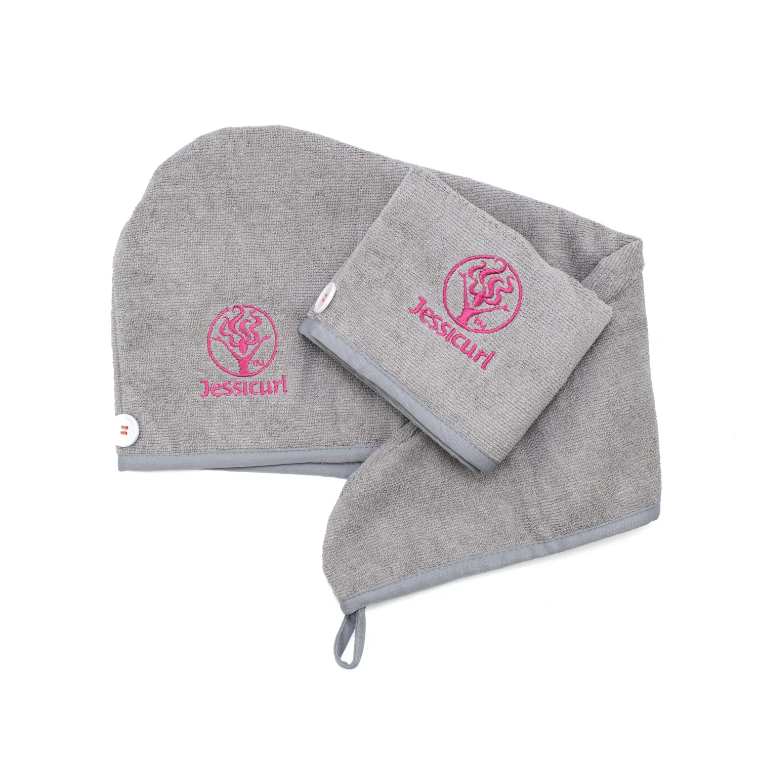 Jessicurl Microfiber Twisted hårhåndkle grått antifrizz