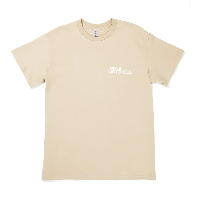 Paul Mitchell Logo T-skjorte sand crewneck bomull