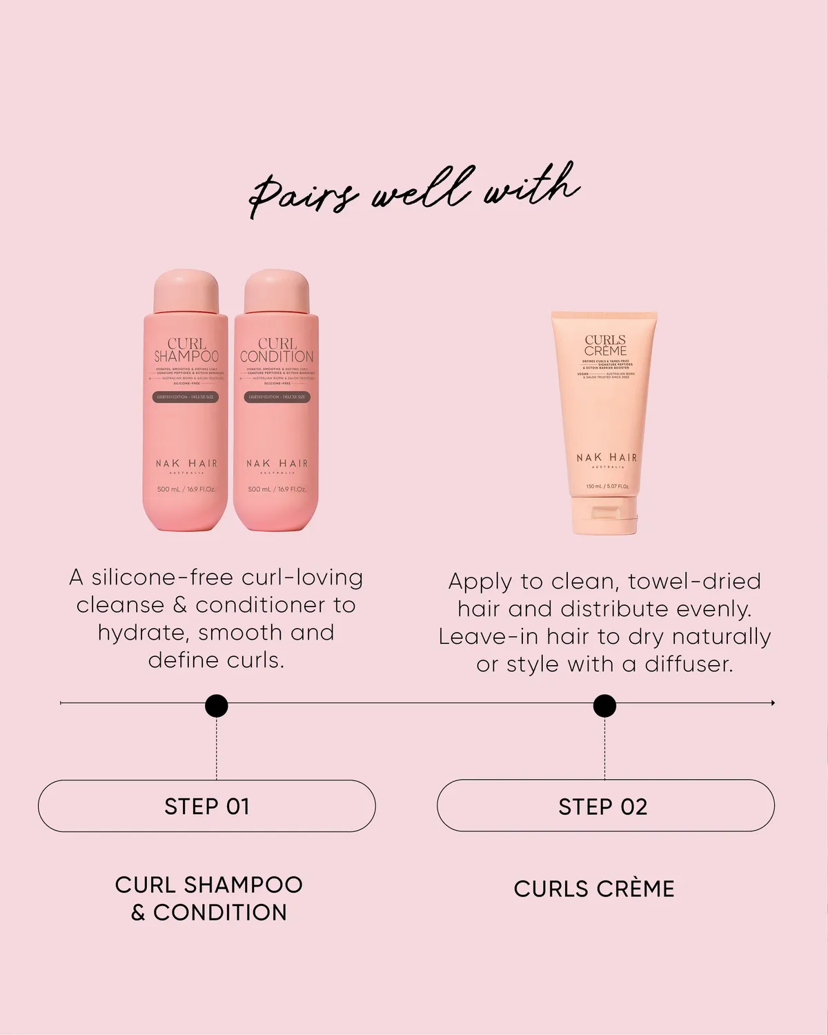 NAK Curl Shampoo & Condition Duo sjampo 2x500ml krøller